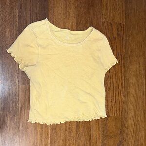 American Eagle Outfitters Mustard Ruffle Sleeve Tee